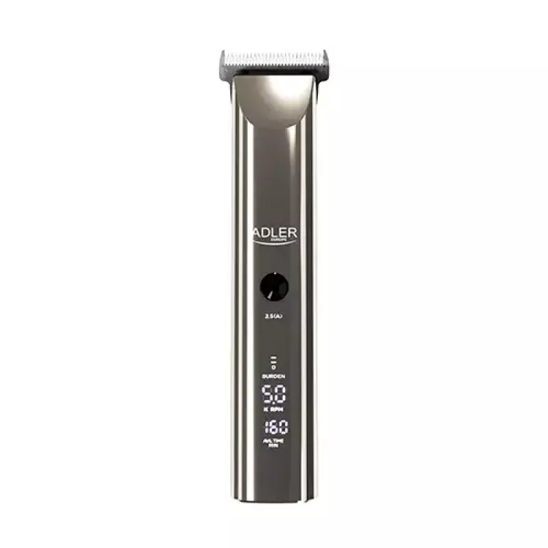 Adler AD 2834 strihací strojček na vlasy, od 3 mm do 1,2 cm, 4 nadstavce, LCD, strieborný