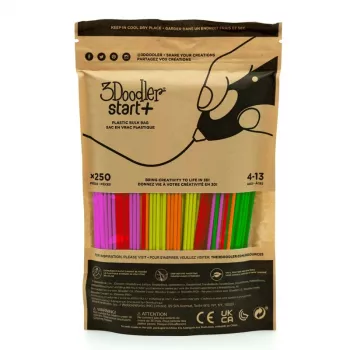 3DOODLER 3D tlačová filamentová sada Start+ 250 kusov, priemer 2,5 mm, kompostovateľné fluorescenčné farby (neónová červená, oranžová, zelená, žltá, ružová)