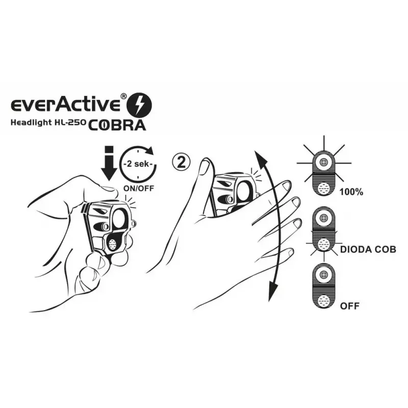 Čelová lampa Everactive HL250 LED 3W žltá