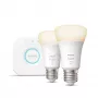 Philips Hue White štartovacia sada: 2 E27 smart žiarovky (1100), smart osvetlenie sada, Bluetooth/Zigbee, biela, LED, E27, A60