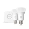 Philips Hue White štartovacia sada: 2 E27 smart žiarovky (1100), smart osvetlenie sada, Bluetooth/Zigbee, biela, LED, E27, A60