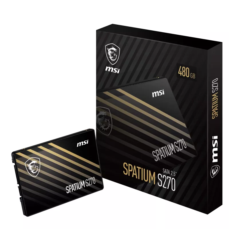 2,5 palcový SATA III SSD MSI SPATIUM S270 480 GB — 3D NAND, 450 MB/s zápis, 2 mil. hodín MTBF