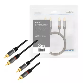 Audio kábel LogiLink CA1206 3 m 2xCinch samec čierna