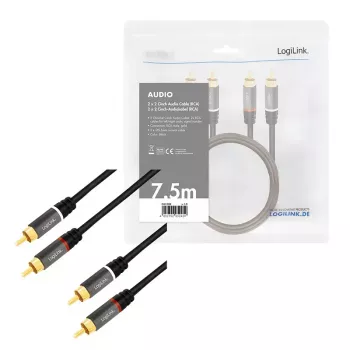 Audio kábel LogiLink CA1208 7,5 m 2 x Cinch čierny