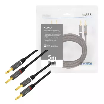 Audio kábel LogiLink CA1211 5 m 2x banánik čierny