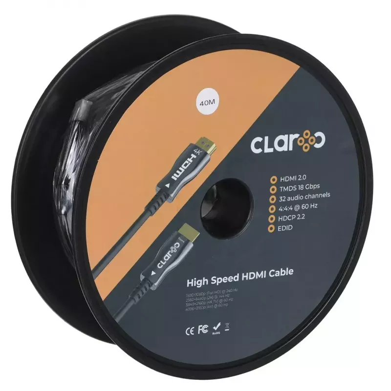 claroc FEN-HDMI-20-40M, vláknový HDMI kábel, Active Optical kábel (AOC) HDMI 2.0, 4K, 40 m