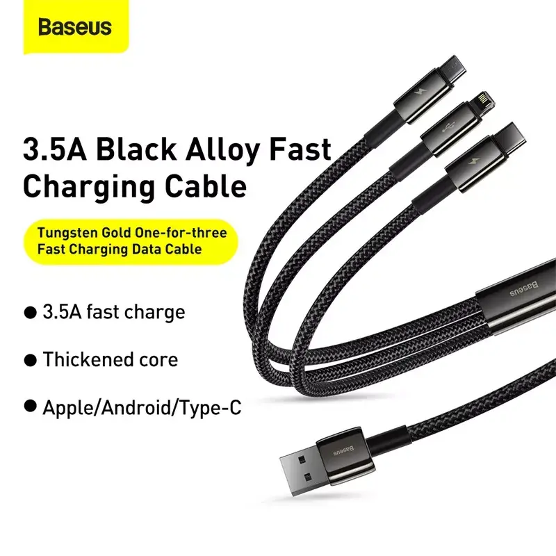 3-in-1 USB kábel Baseus Tungsten Gold CAMLTWJ-01