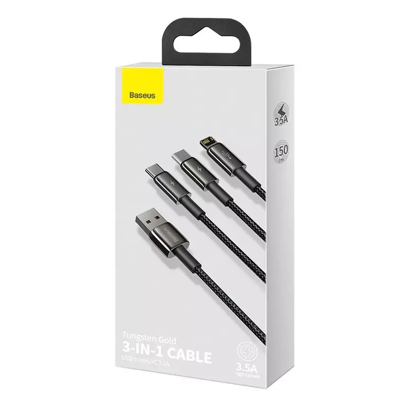 3-in-1 USB kábel Baseus Tungsten Gold CAMLTWJ-01