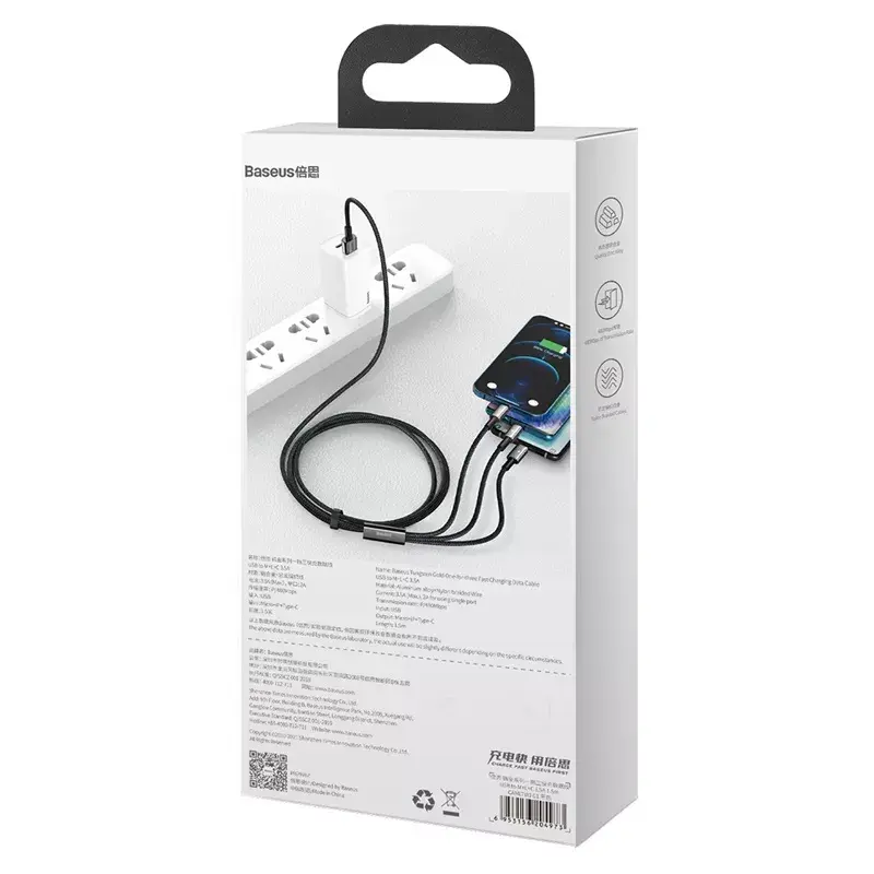 3-in-1 USB kábel Baseus Tungsten Gold CAMLTWJ-01