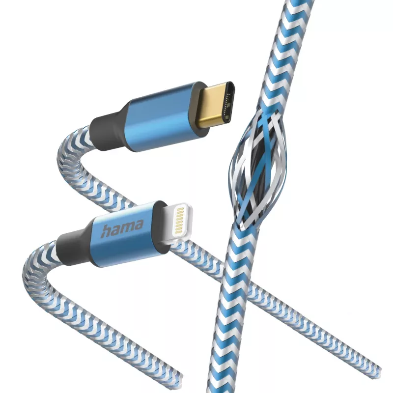 Hama Reflective kábel 1,5 m modrý Lightning na USB-C 3 A