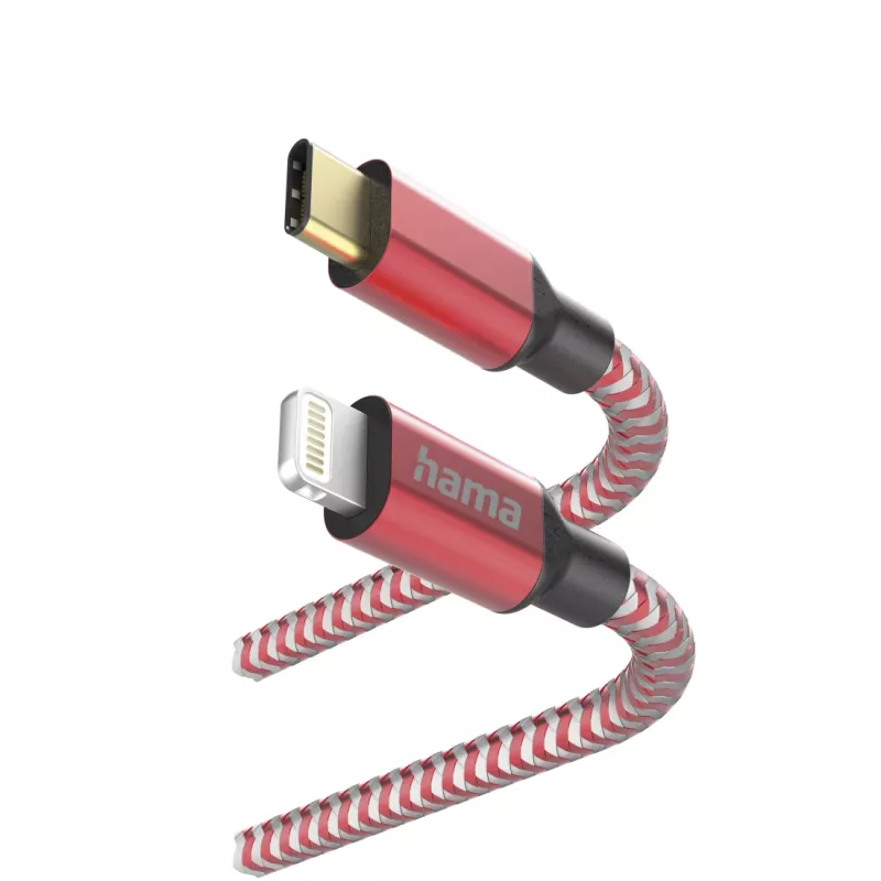Hama Reflective kábel 1,5 m červený Lightning na USB-C 3 A
