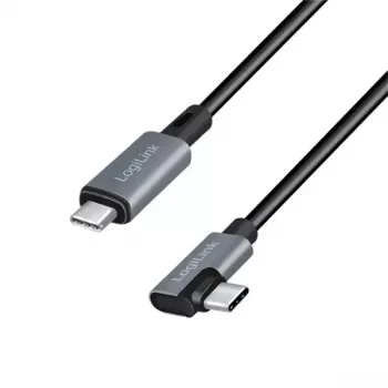 USB kábel LogiLink CU0183 2m USB-C čierny strieborný USB 2.0