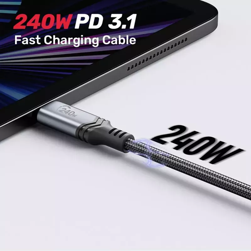 Unitek C14110GY-2M nabíjací kábel USB-C na USB-C, PD 240 W (48 V/5 A), 2 m, čierno-sivý