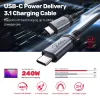 Unitek C14110GY-2M nabíjací kábel USB-C na USB-C, PD 240 W (48 V/5 A), 2 m, čierno-sivý