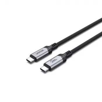 USB-C na USB-C kábel Unitek C14110GY-2M USB 3.2 Gen 1, 2 m, 5 A, 240 W, čierny