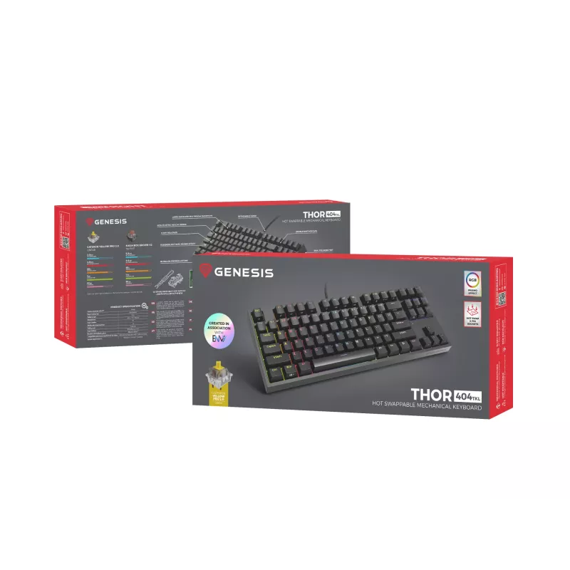 GENESIS Thor 404 TKL klávesnica herná USB QWERTY US International čierna