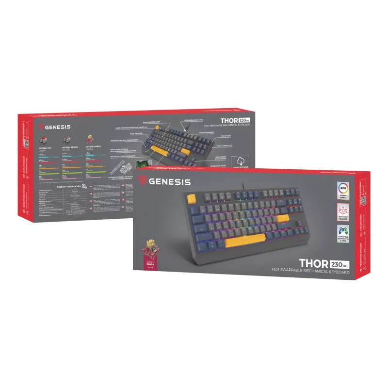 GENESIS Thor 230 TKL klávesnica herná USB QWERTY anglická modrá