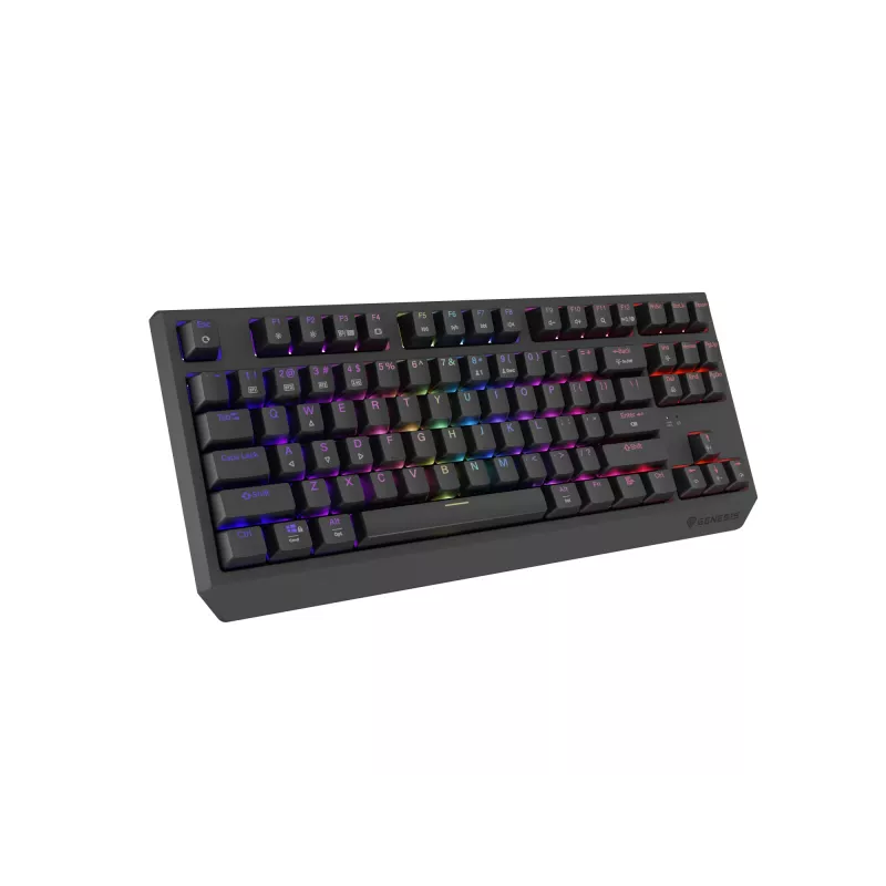Mechanická tenkeyless herná klávesnica GENESIS Thor 230 TKL — USB, RF Wireless, Bluetooth, 87-klávesová QWERTY, sivá