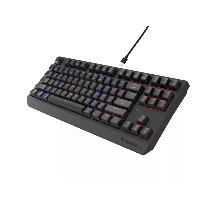 Mechanická tenkeyless herná klávesnica GENESIS Thor 230 TKL — USB, RF Wireless, Bluetooth, 87-klávesová QWERTY, sivá