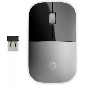 HP Z3700 strieborná bezdrôtová myš, obojručná, optická, RF Wireless, 1200 DPI, strieborná