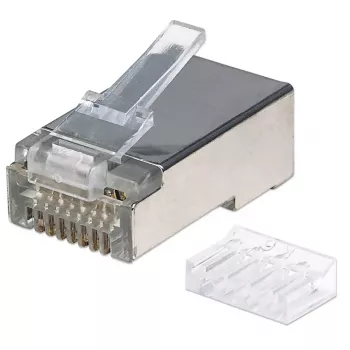 Intellinet RJ45 modulárny konektor samec Pro Line, Cat6, STP, 3-zinkový, pre pevné a lankové vodiče, 50 µ pozlátené kontakty, 90 ks