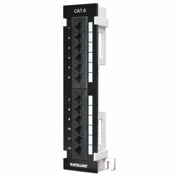 Intellinet Patch Panel, Cat6, nástenná montáž, UTP, 12 portov, čierna