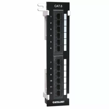 Intellinet Patch Panel, Cat6, nástenná montáž, UTP, 12 portov, čierna