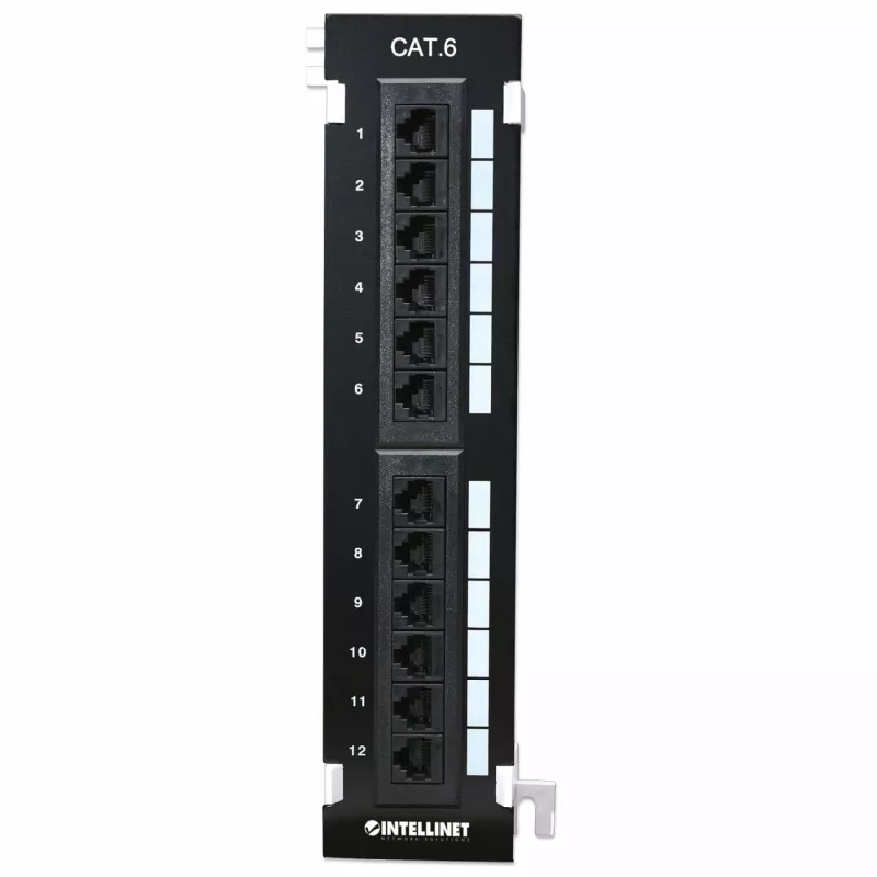 Intellinet Patch Panel, Cat6, nástenná montáž, UTP, 12 portov, čierny