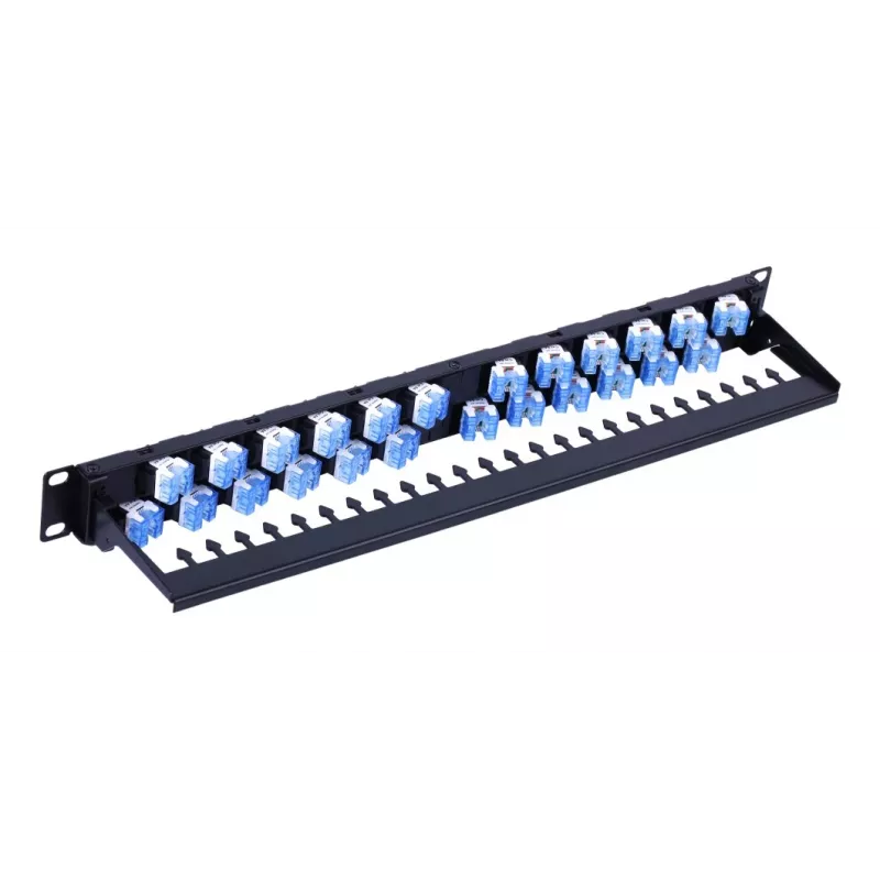 Techly UTP patch panel 24 miest RJ45 Cat.6A šikmý výstup 1U čierny