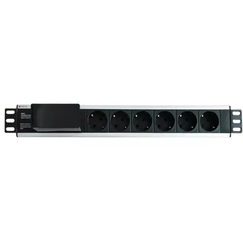 Techly I-CASE STRIP-16SH zásuvková lišta (PDU) 6 AC výstupov 1.5HE čierna, strieborná