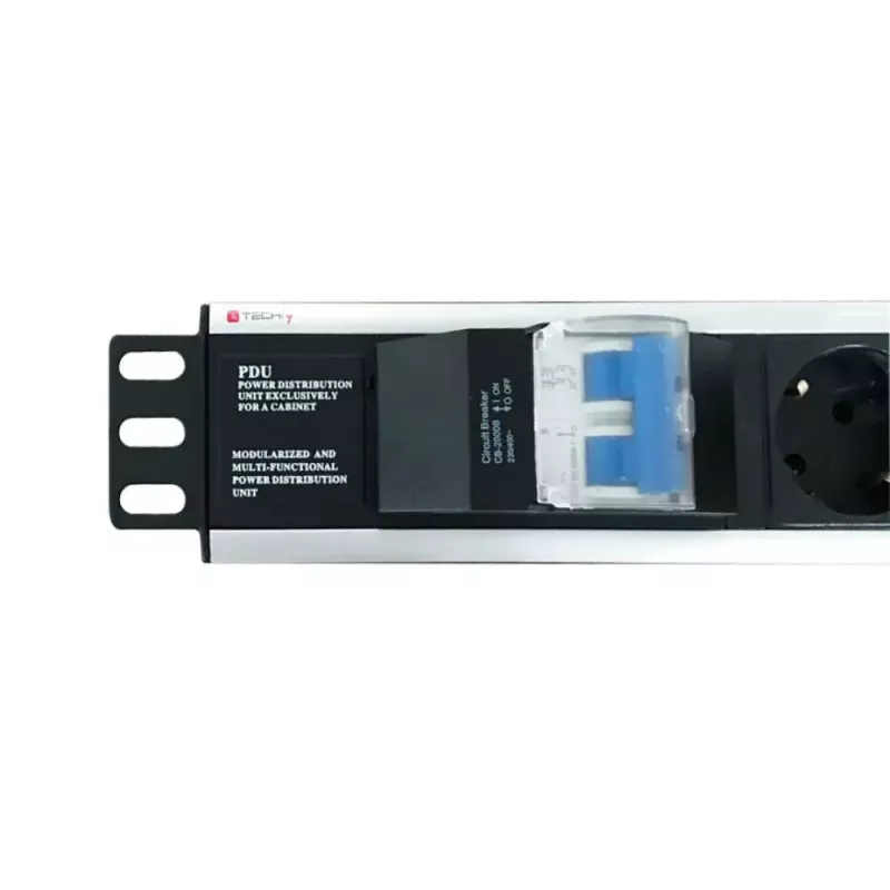 Techly I-CASE STRIP-16SH zásuvková lišta (PDU) 6 AC výstupov 1.5HE čierna, strieborná