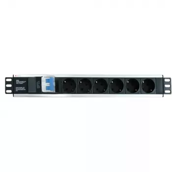 Techly I-CASE STRIP-16SH zásuvková lišta (PDU) 6 AC výstupov 1.5HE čierna, strieborná