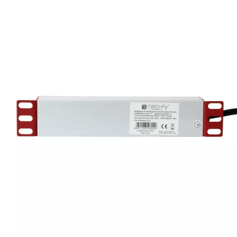 Zásuvková lišta Techly Universal Power Strip Rack 10 inch 4 zásuvky Schuko konektor čierna strieborná 1U