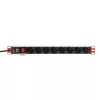 Techly 106893 19-palcová 1U rack PDU napájacia lišta, 8x Schuko, 250 V/16 A, 3500 W, kábel 3 m, hliník, čierna