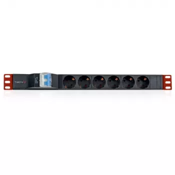 Techly I-CASE STRIP-61UD power distribution unit (PDU) 6 AC outlet(s) 1U čierna, červená