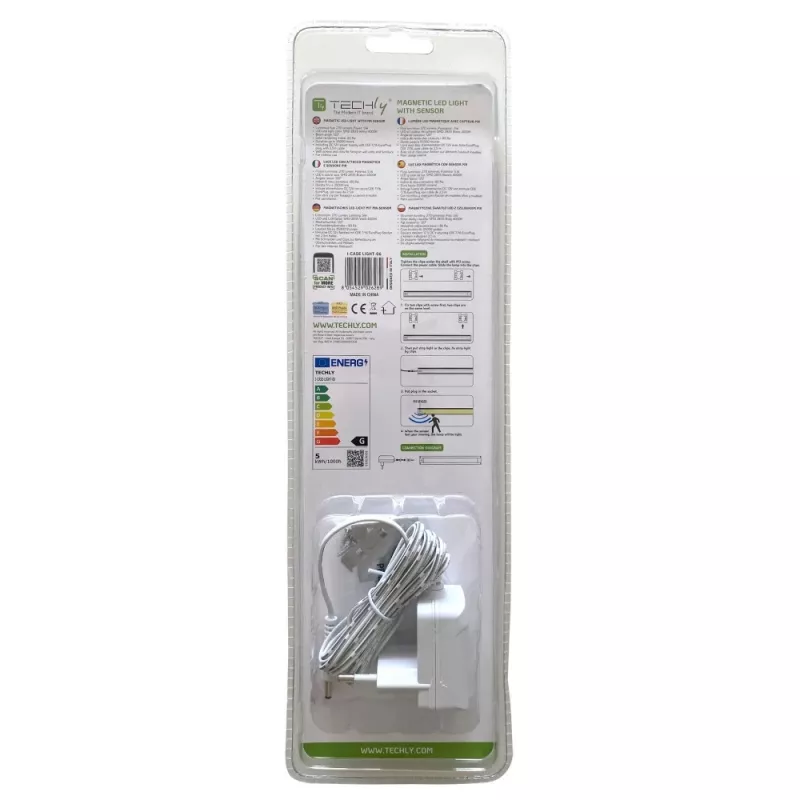 Techly 026289 magnetický LED osvetľovací panel pre 19-palcovú rack skriňu, snímač pohybu a dotyku, napájací zdroj 12 V DC, kábel 3 m