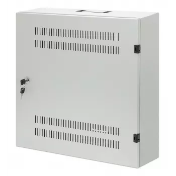 Intellinet 713641 nízkoprofilová 19-palcová nástenná skriňa, 4U horizontálne + 2U vertikálne lišty, hĺbka 170 mm (6,7 palca), 540x550 mm, uzamykateľné dvere, 60 kg, IP20, sivá RAL 7035