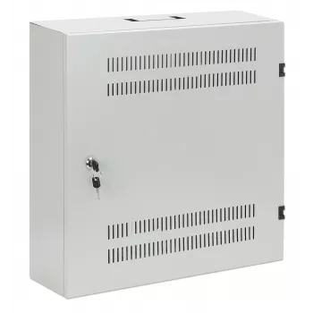 Intellinet 713641 nízkoprofilová 19-palcová nástenná skriňa, 4U horizontálne + 2U vertikálne lišty, hĺbka 170 mm (6,7 palca), 540x550 mm, uzamykateľné dvere, 60 kg, IP20, sivá RAL 7035