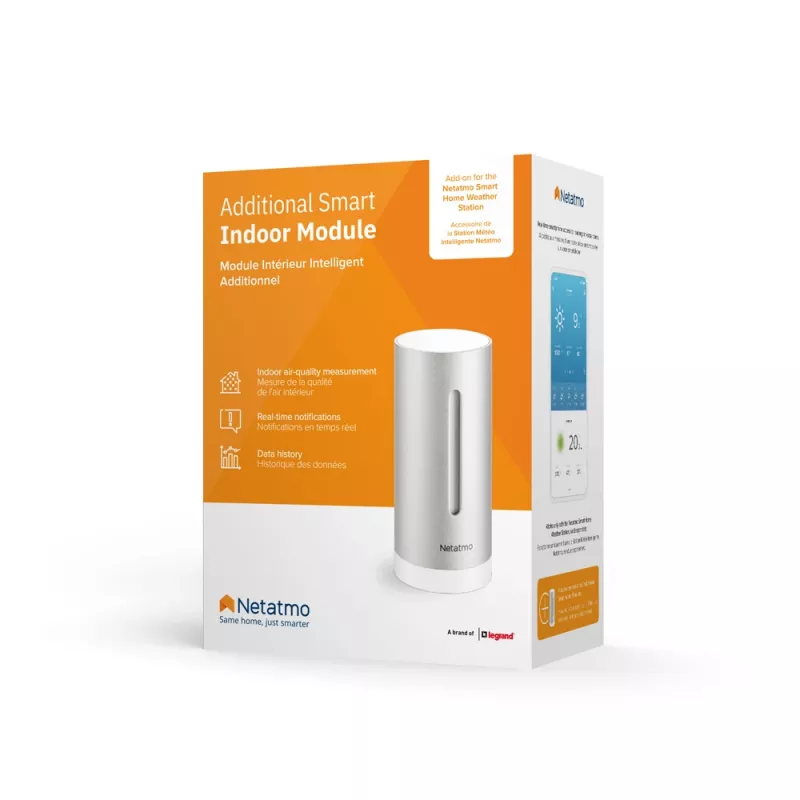 Netatmo dodatočný inteligentný vnútorný modul, bezdrôtový, 0,3°, 3%, dural, hliník, AAA