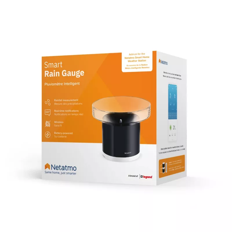 Netatmo inteligentný dážďomer, batéria, AAA, 1,5 V, 130 mm, 130 mm, 110 mm