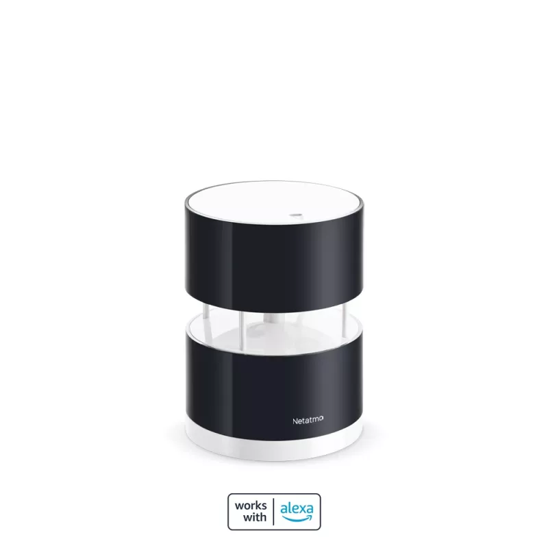 Netatmo NWA01-WW inteligentný anemometer pre meteostanicu, rýchlosť a smer vetra, bezdrôtový, Wi-Fi, 0–45 m/s, dosah 100 m, 4x AA, čierny, priehľadný
