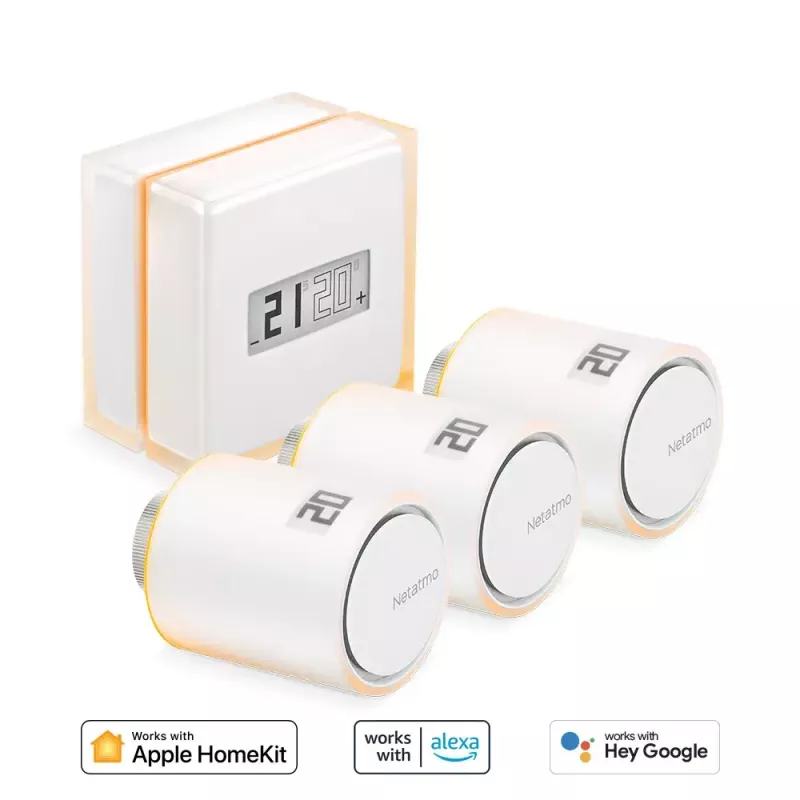 Netatmo Pack: inteligentný termostat + 3 dodatočné inteligentné termostatické hlavice