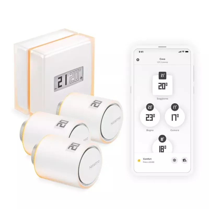 Netatmo Pack: inteligentný termostat + 3 dodatočné inteligentné termostatické hlavice