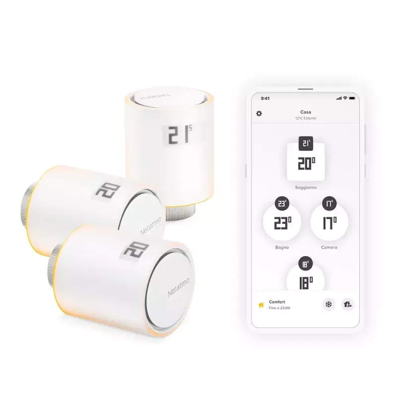 Inteligentné termostatické hlavice Netatmo Pack: 3 dodatočné inteligentné termostatické hlavice