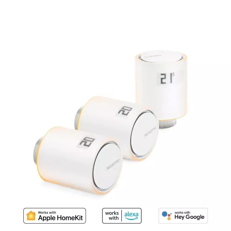 Inteligentné termostatické hlavice Netatmo Pack: 3 dodatočné inteligentné termostatické hlavice