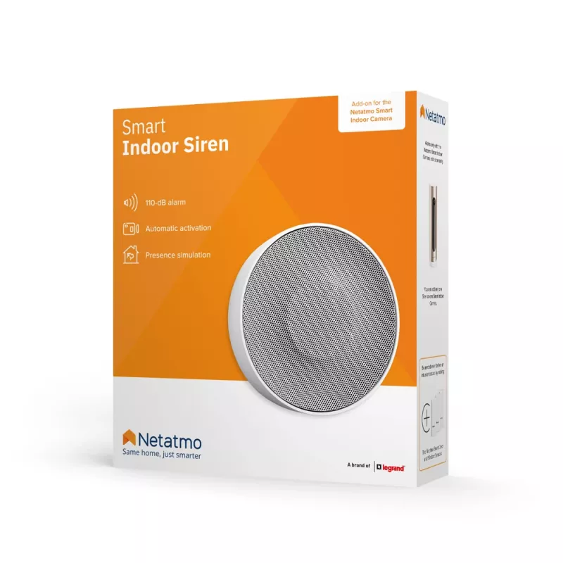 Bezdrôtová siréna Netatmo NA-NIS01 Indoor biela, 110 dB, USB port, AA x4, 130×35×130 mm