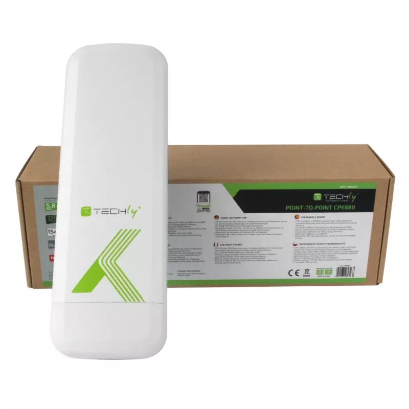 Techly I-WL-CPE880 (108439) vonkajšie CPE / prístupový bod / opakovač, Wi-Fi 802.11n, 5,8 GHz, 15 dBi, 300 Mb/s, most Point-to-Point / Point-to-Multipoint