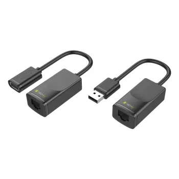 Techly IUSB-EXTENDTY2 káblový adaptér RJ-45 USB 2.0 Type-A čierny