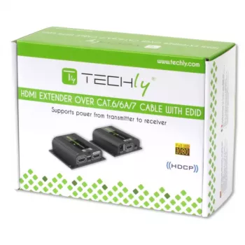 Techly IDATA EXT-E70POED AV extender AV vysielač a prijímač čierny