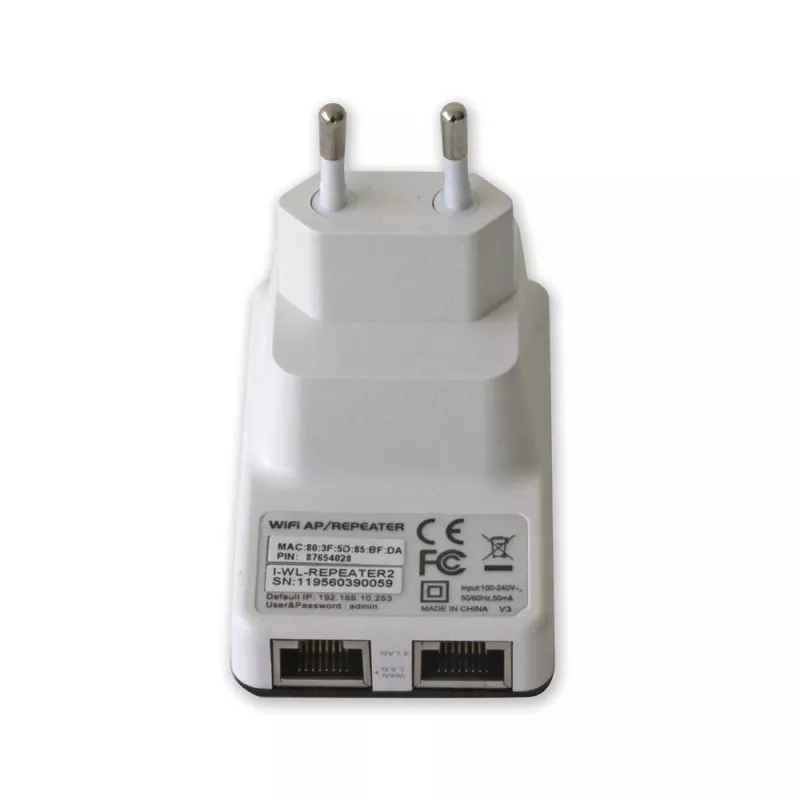 Techly I-WL-REPEATER2 (301078) bezdrôtový mini router / opakovač 300N do zásuvky, Wi-Fi 4 (802.11n), 2,4 GHz, 300 Mb/s